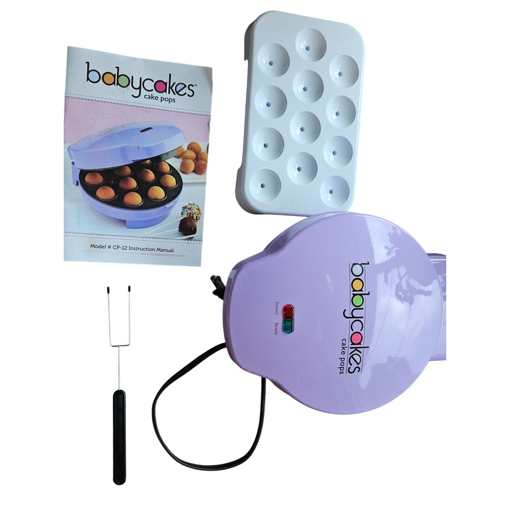 Babycakes Cake Pop Maker CP-12 Purple Ceramic Coated 12 Capacity w Accessories